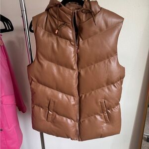 Brown Puffer Hooded Vest